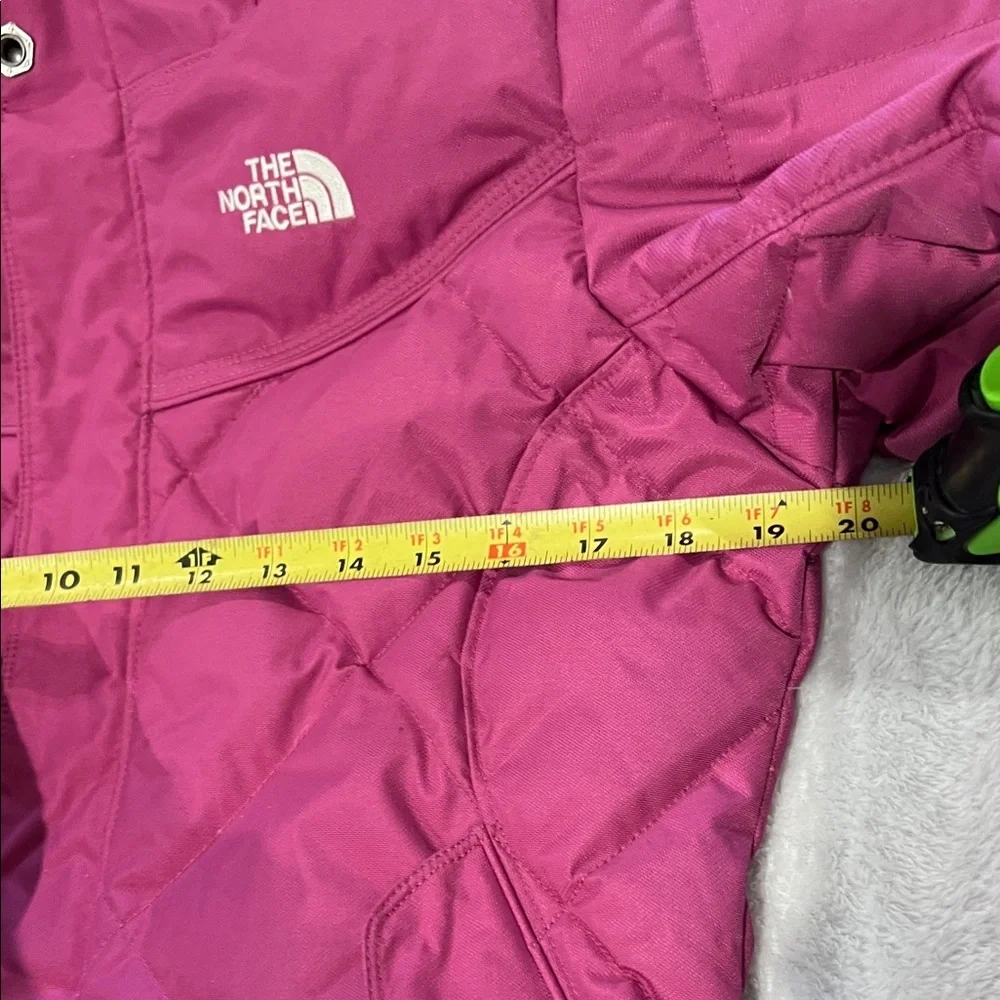 The North Face Magenta Quilted Jacket with Faux Fur Hood Sz S